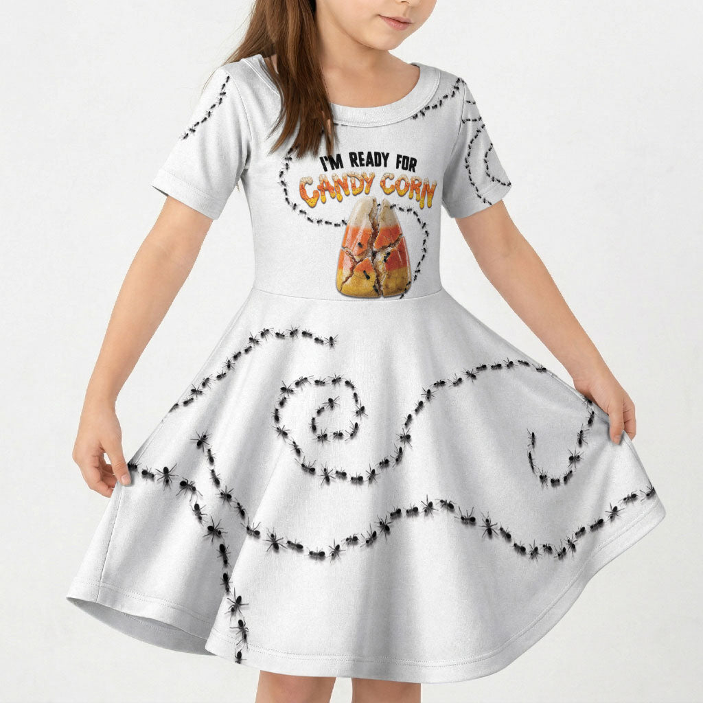 Halloween Ready For Candy Corn Kid Short Sleeve Dress Creepy Ant Trail