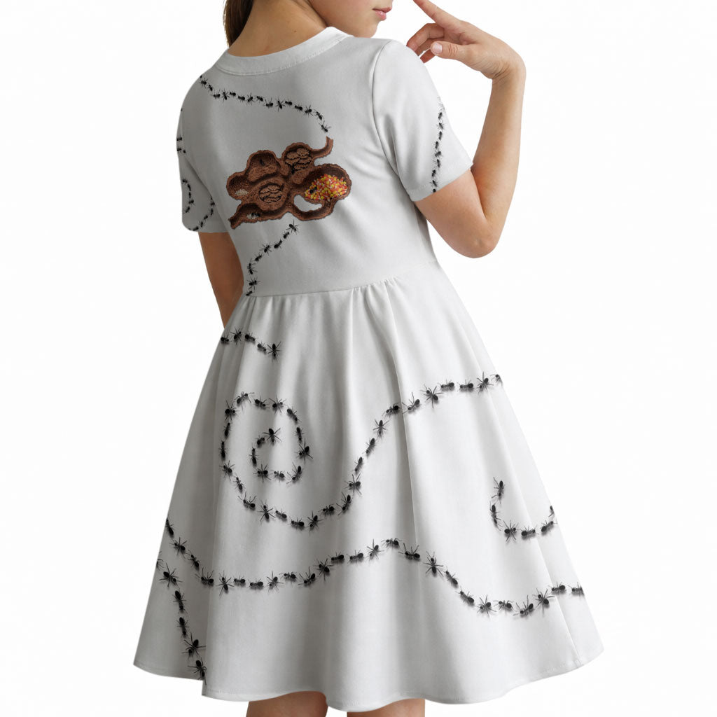 Halloween Ready For Candy Corn Kid Short Sleeve Dress Creepy Ant Trail