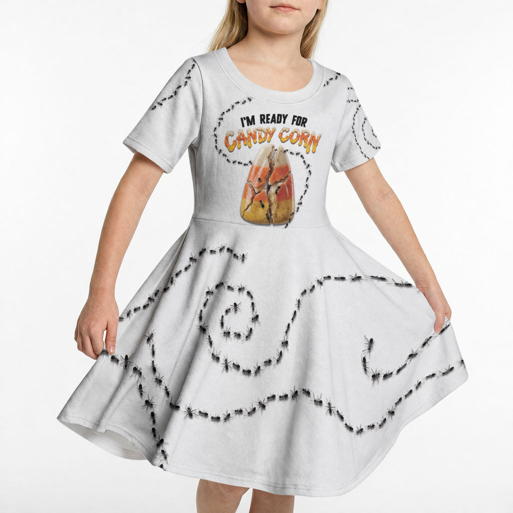 Halloween Ready For Candy Corn Kid Short Sleeve Dress Creepy Ant Trail