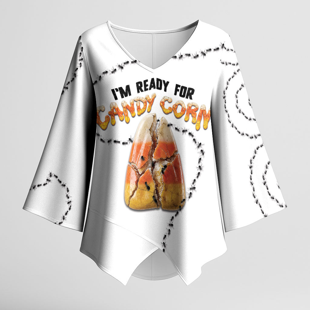 Halloween Ready For Candy Corn Kimono Sleeve Blouse Creepy Ant Trail