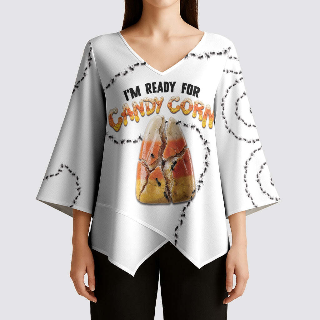 Halloween Ready For Candy Corn Kimono Sleeve Blouse Creepy Ant Trail