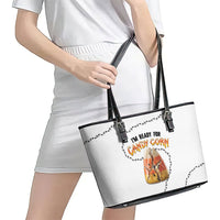 Halloween Ready For Candy Corn Leather Tote Bag Creepy Ant Trail