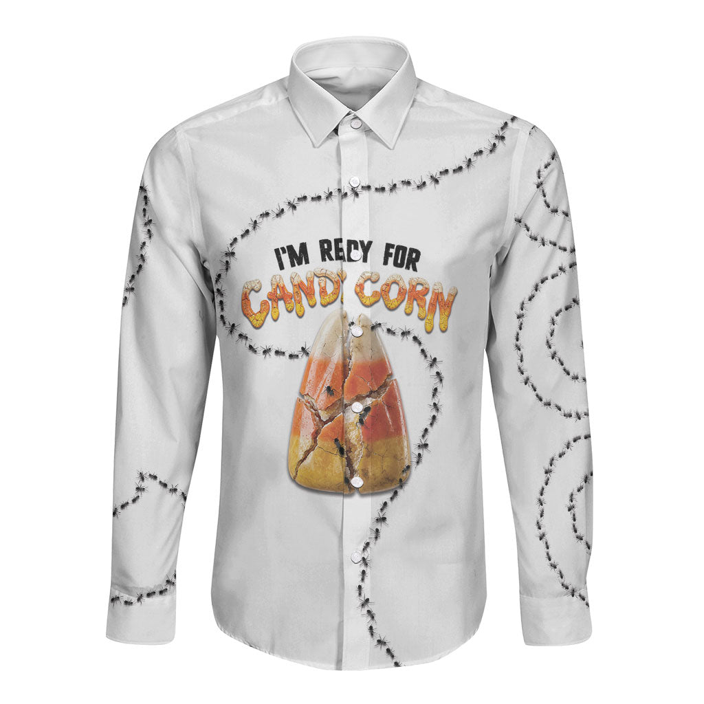 Halloween Ready For Candy Corn Long Sleeve Button Shirt Creepy Ant Trail