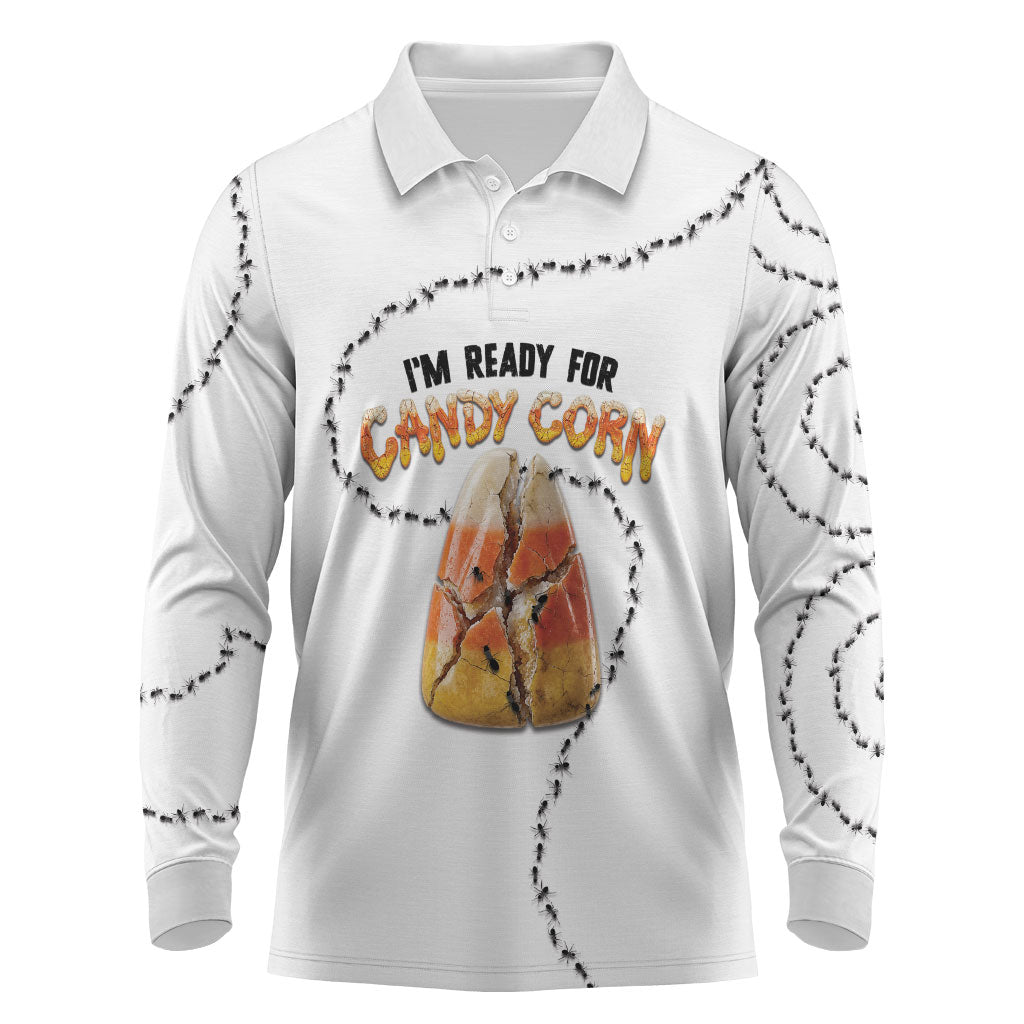 Halloween Ready For Candy Corn Long Sleeve Polo Shirt Creepy Ant Trail