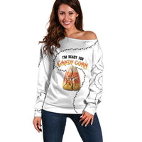 Halloween Ready For Candy Corn Off Shoulder Sweater Creepy Ant Trail