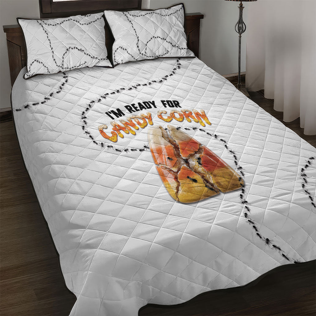 Halloween Ready For Candy Corn Quilt Bed Set Creepy Ant Trail