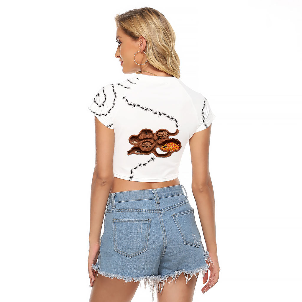 Halloween Ready For Candy Corn Raglan Cropped T Shirt Creepy Ant Trail