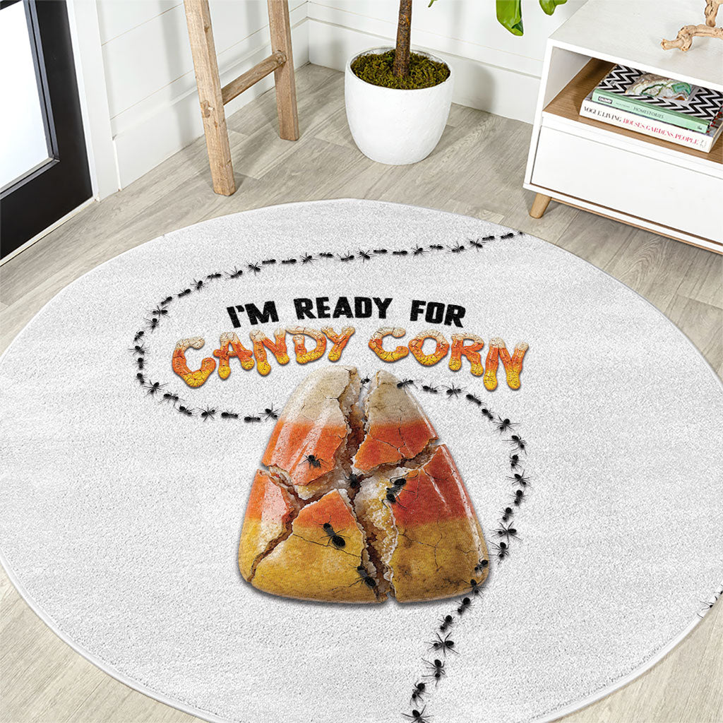 Halloween Ready For Candy Corn Round Carpet Creepy Ant Trail