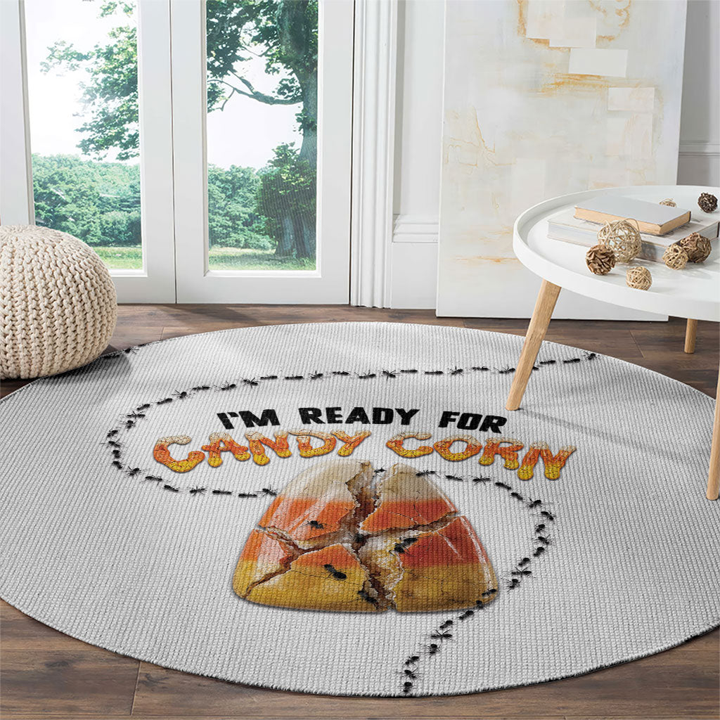 Halloween Ready For Candy Corn Round Carpet Creepy Ant Trail