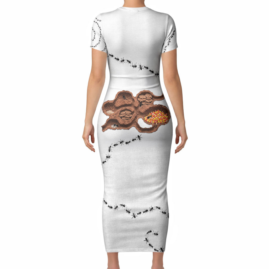 Halloween Ready For Candy Corn Short Sleeve Bodycon Dress Creepy Ant Trail