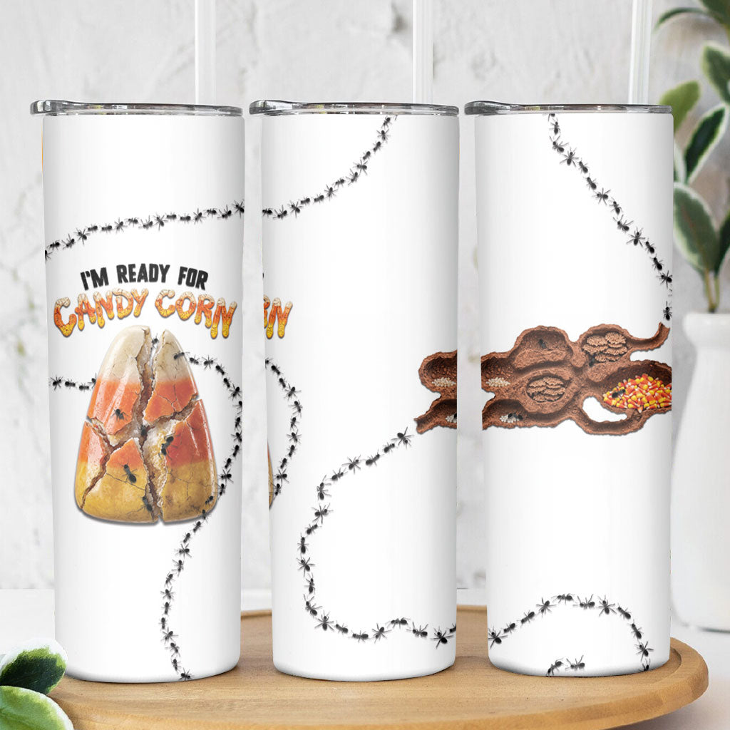 Halloween Ready For Candy Corn Skinny Tumbler Creepy Ant Trail