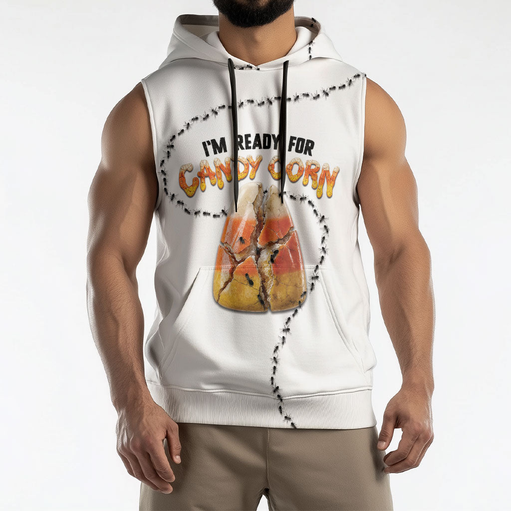 Halloween Ready For Candy Corn Sleeveless Hoodie Creepy Ant Trail