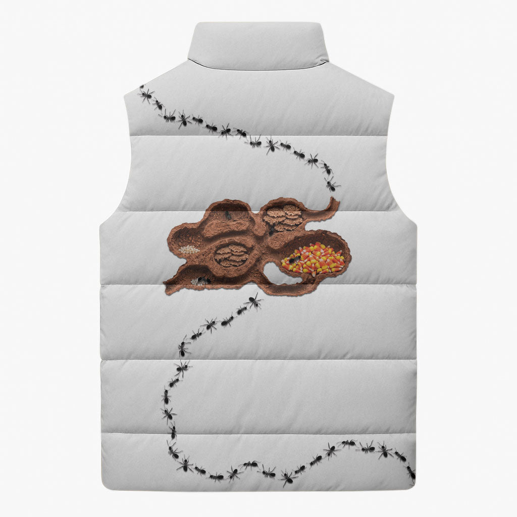 Halloween Ready For Candy Corn Sleeveless Puffer Jacket Creepy Ant Trail