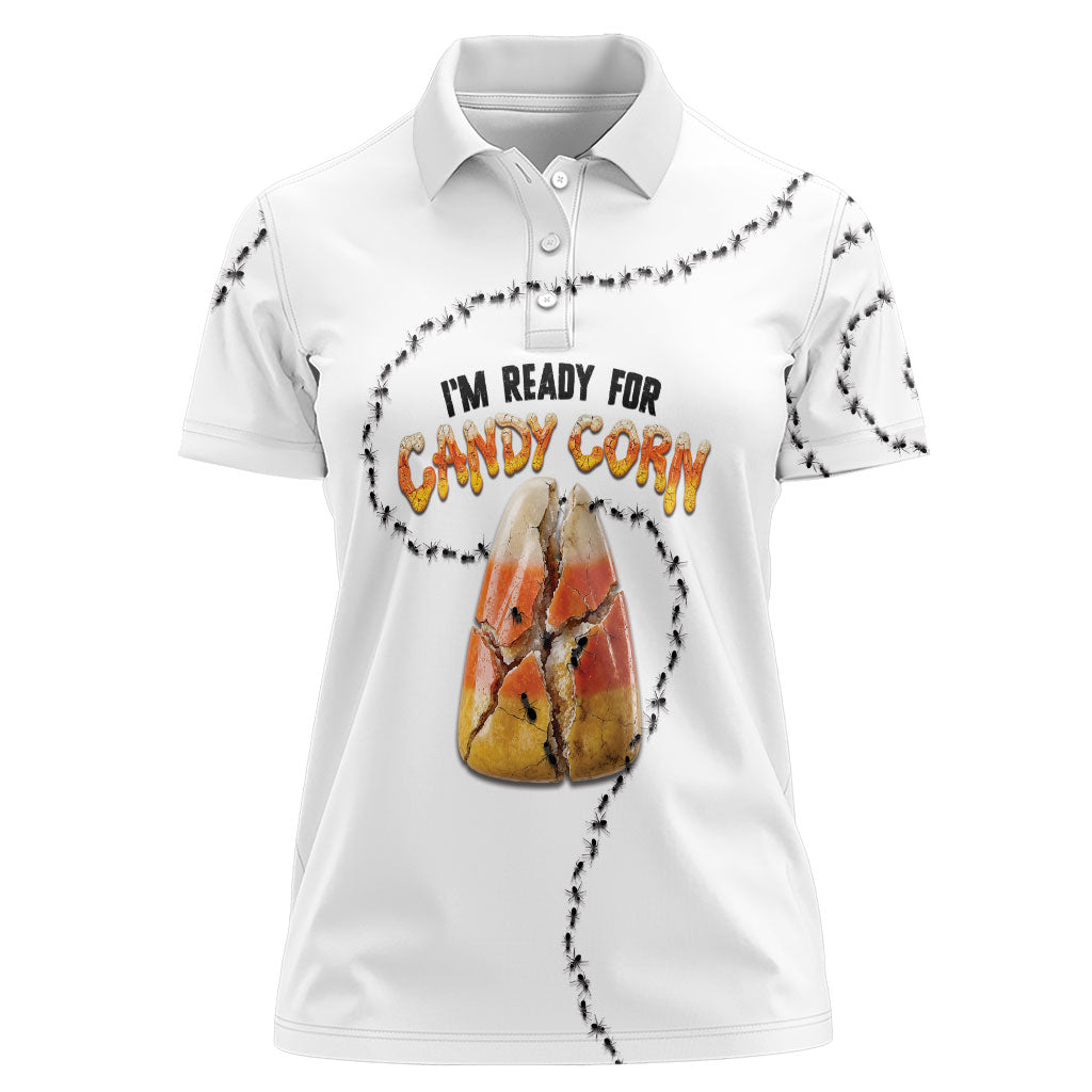 Halloween Ready For Candy Corn Women Polo Shirt Creepy Ant Trail