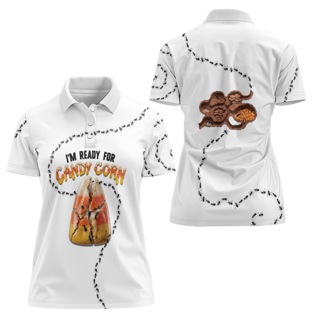 Halloween Ready For Candy Corn Women Polo Shirt Creepy Ant Trail