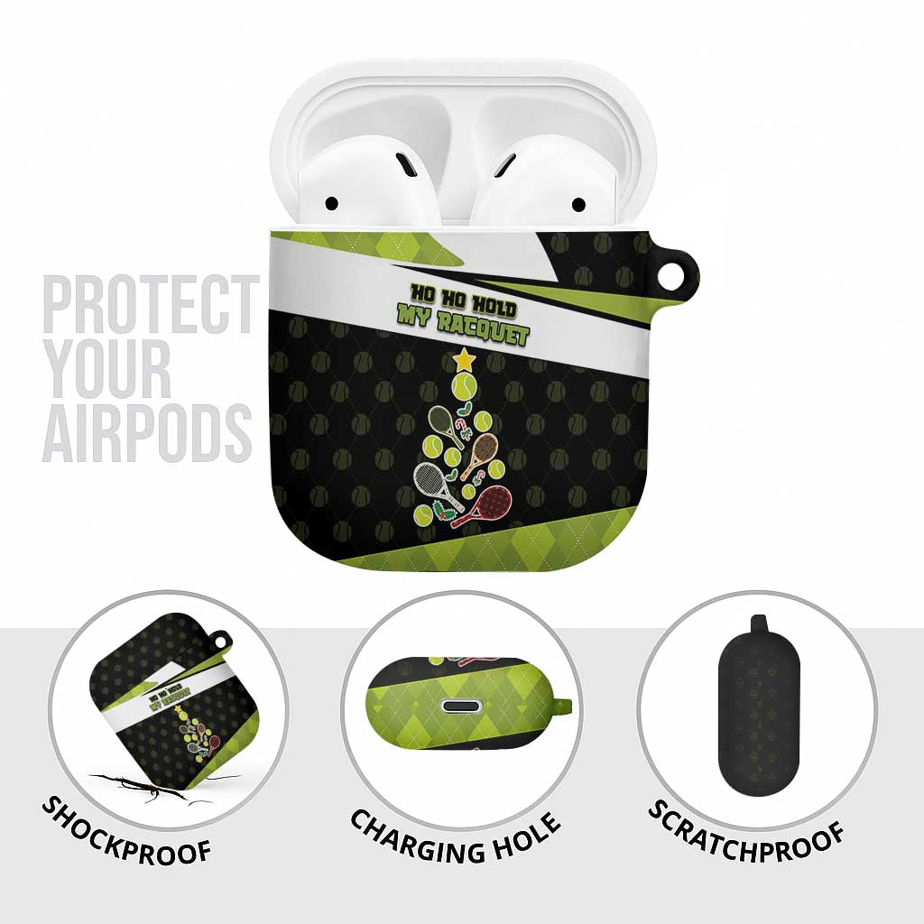 Tennis Christmas AirPods Case Ho Ho Hold My Racquet - Wonder Print Shop