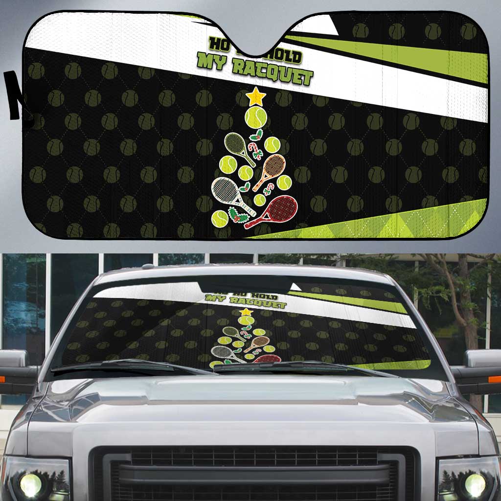 Tennis Christmas Auto Sun Shade Ho Ho Hold My Racquet - Wonder Print Shop