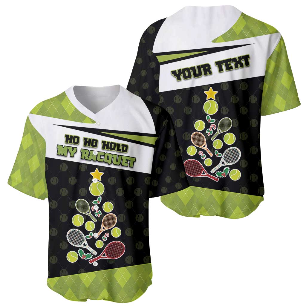 Personalized Tennis Christmas Baseball Jersey Ho Ho Hold My Racquet - Wonder Print Shop