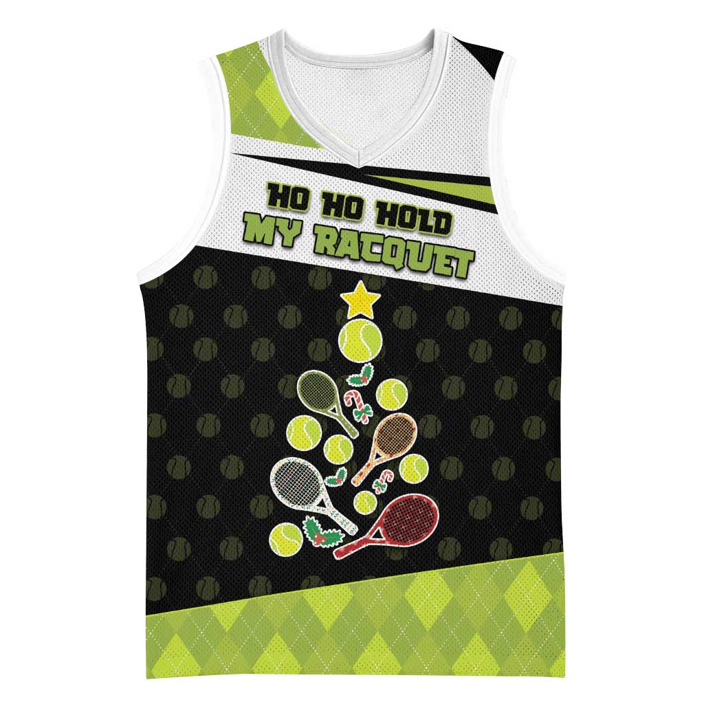 Personalized Tennis Christmas Basketball Jersey Ho Ho Hold My Racquet - Wonder Print Shop
