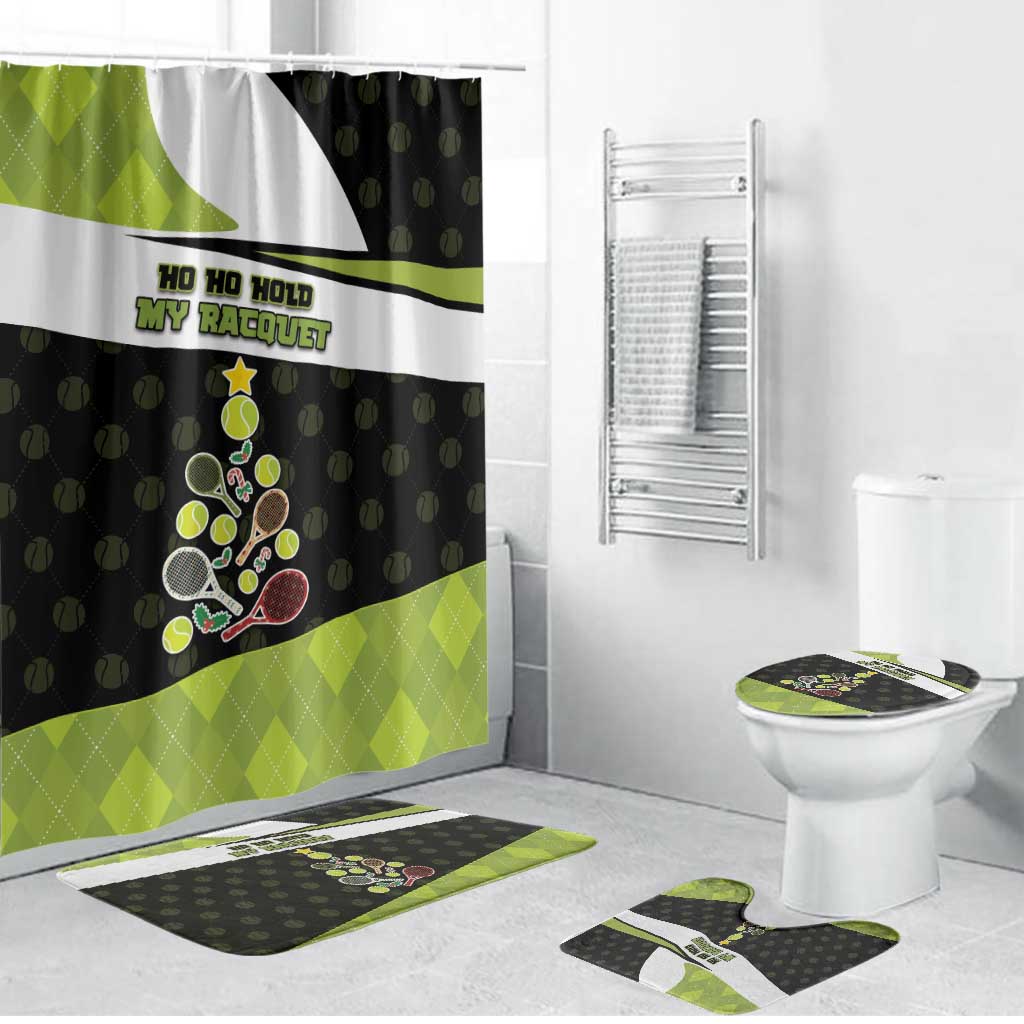 Tennis Christmas Bathroom Set Ho Ho Hold My Racquet - Wonder Print Shop