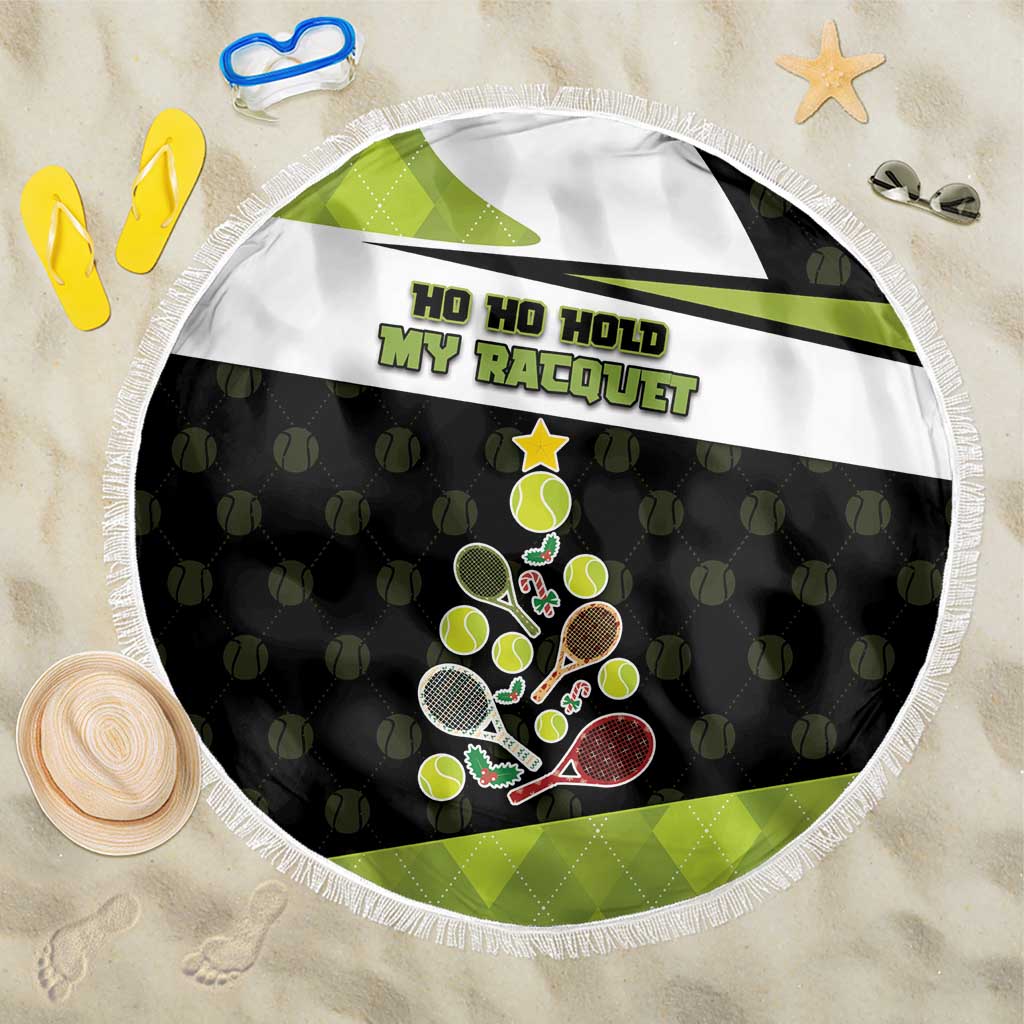 Tennis Christmas Beach Blanket Ho Ho Hold My Racquet - Wonder Print Shop