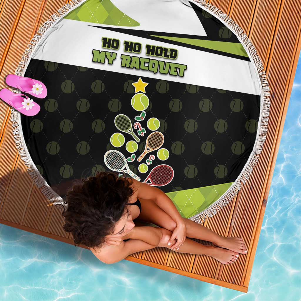 Tennis Christmas Beach Blanket Ho Ho Hold My Racquet - Wonder Print Shop