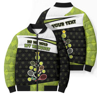 Personalized Tennis Christmas Bomber Puffer Jacket Ho Ho Hold My Racquet - Wonder Print Shop
