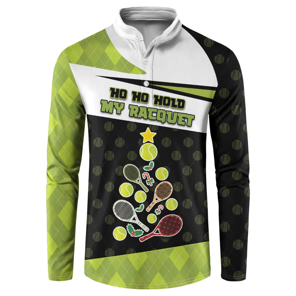 Personalized Tennis Christmas Button Sweatshirt Ho Ho Hold My Racquet - Wonder Print Shop