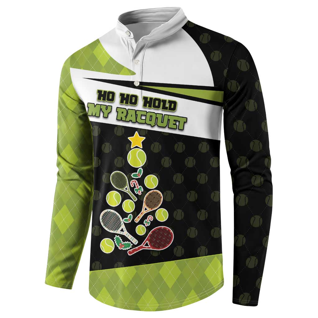 Personalized Tennis Christmas Button Sweatshirt Ho Ho Hold My Racquet - Wonder Print Shop