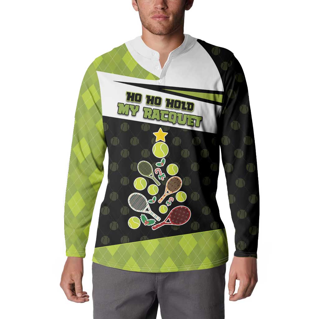 Personalized Tennis Christmas Button Sweatshirt Ho Ho Hold My Racquet - Wonder Print Shop