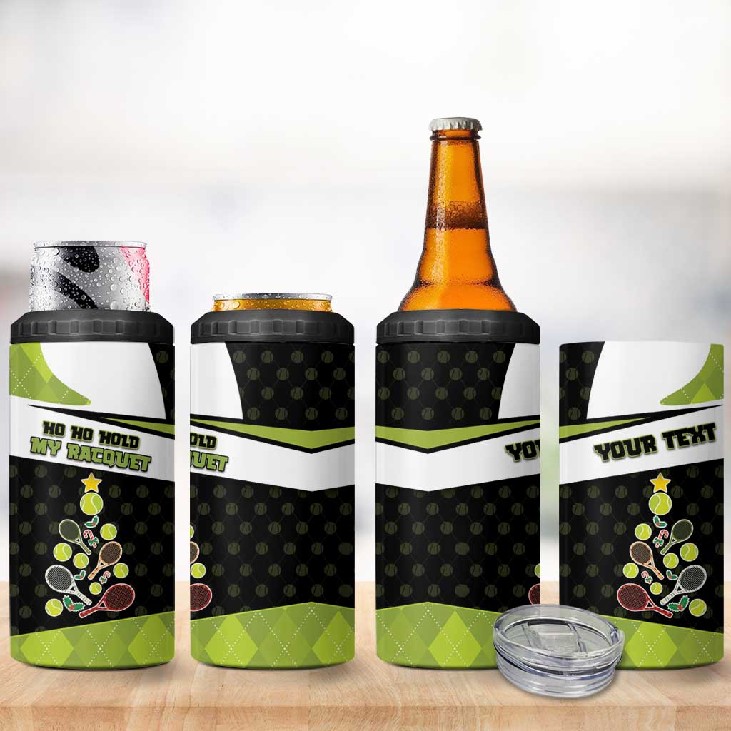 Personalized Tennis Christmas 4 in 1 Can Cooler Tumbler Ho Ho Hold My Racquet - Wonder Print Shop