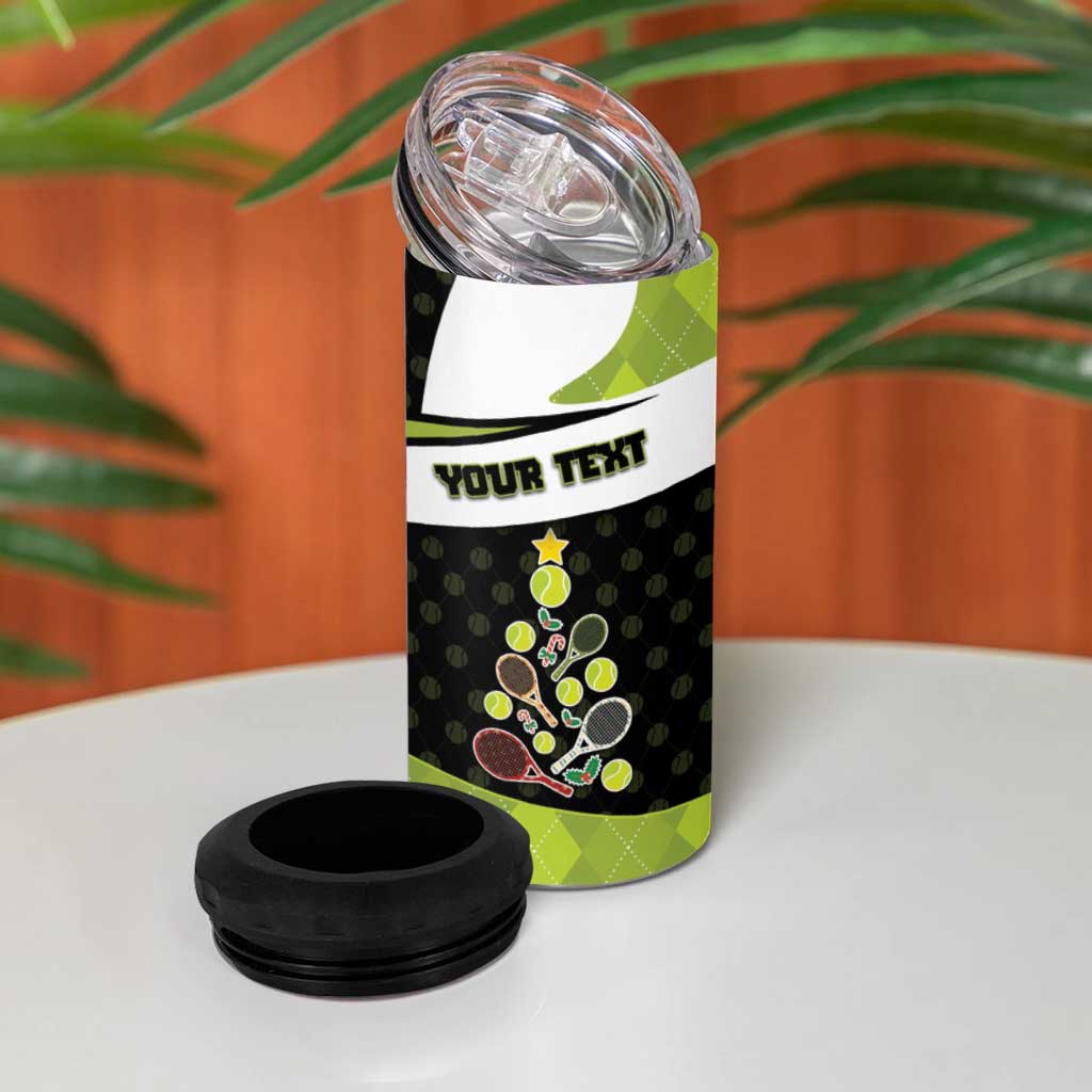 Personalized Tennis Christmas 4 in 1 Can Cooler Tumbler Ho Ho Hold My Racquet - Wonder Print Shop