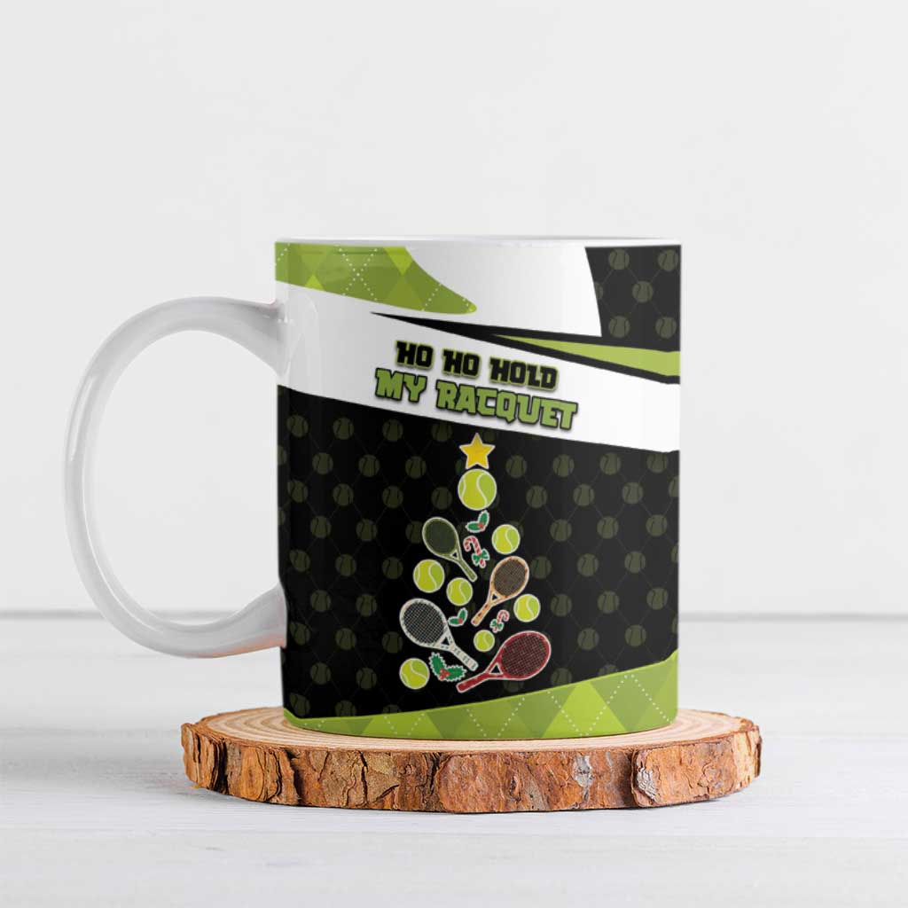 Personalized Tennis Christmas Ceramic Mug Ho Ho Hold My Racquet - Wonder Print Shop