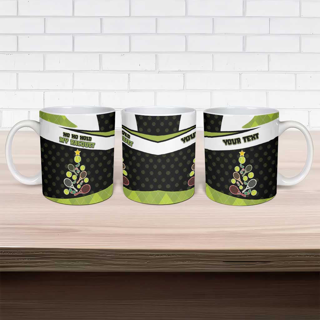 Personalized Tennis Christmas Ceramic Mug Ho Ho Hold My Racquet - Wonder Print Shop