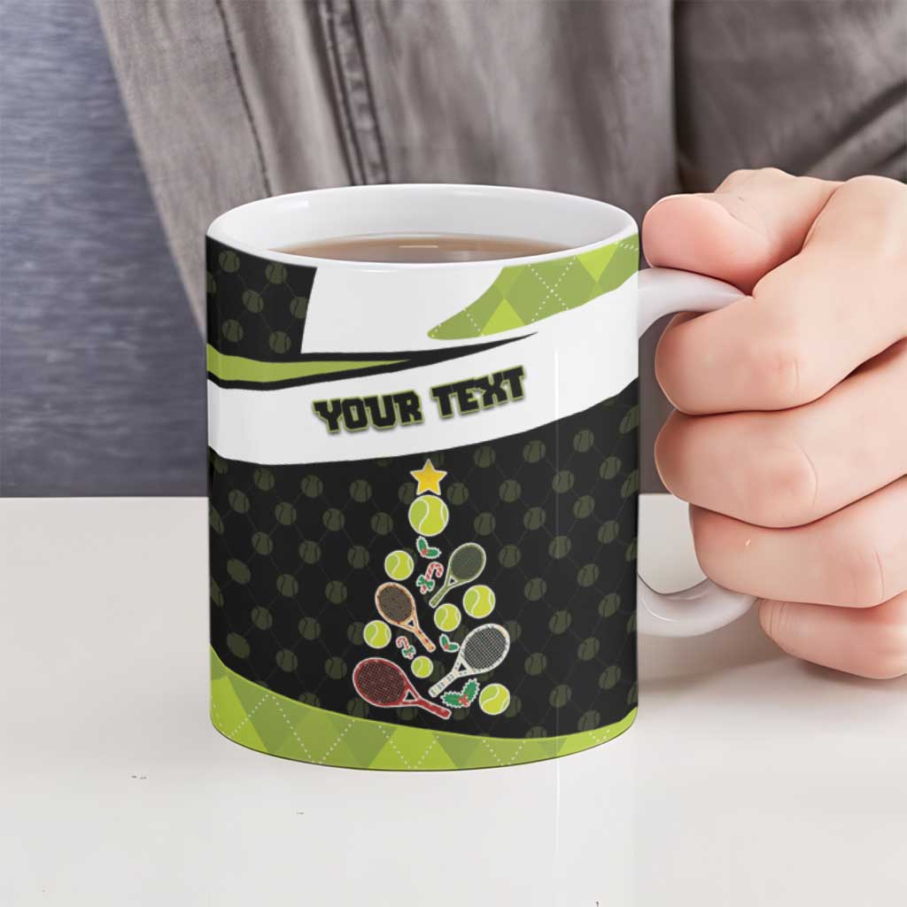 Personalized Tennis Christmas Ceramic Mug Ho Ho Hold My Racquet - Wonder Print Shop
