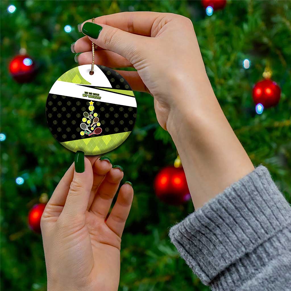 Personalized Tennis Christmas Ceramic Ornament Ho Ho Hold My Racquet - Wonder Print Shop