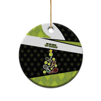 Personalized Tennis Christmas Ceramic Ornament Ho Ho Hold My Racquet - Wonder Print Shop