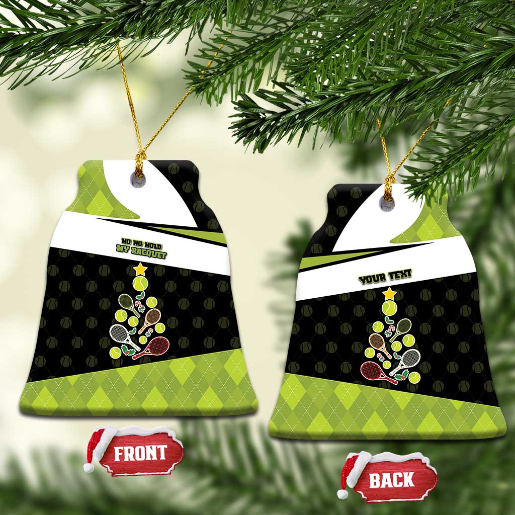 Personalized Tennis Christmas Ceramic Ornament Ho Ho Hold My Racquet - Wonder Print Shop