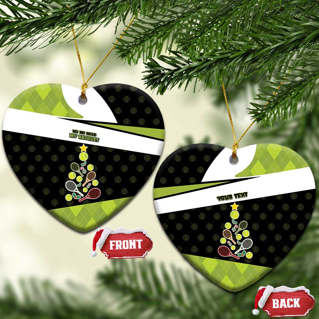 Personalized Tennis Christmas Ceramic Ornament Ho Ho Hold My Racquet - Wonder Print Shop