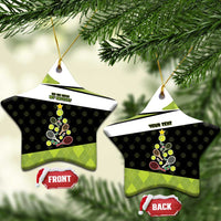 Personalized Tennis Christmas Ceramic Ornament Ho Ho Hold My Racquet - Wonder Print Shop