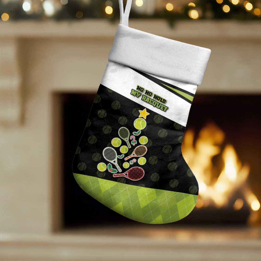 Personalized Tennis Christmas Christmas Stocking Ho Ho Hold My Racquet - Wonder Print Shop