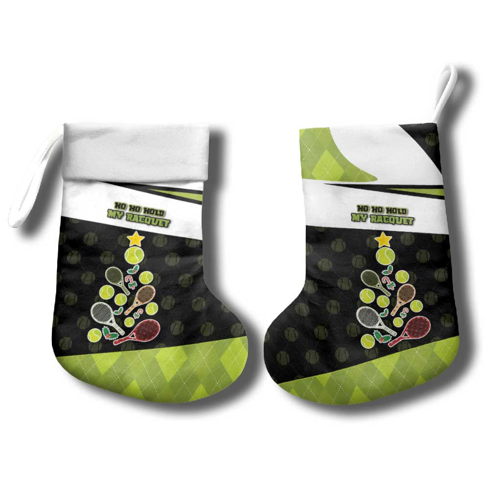 Personalized Tennis Christmas Christmas Stocking Ho Ho Hold My Racquet - Wonder Print Shop