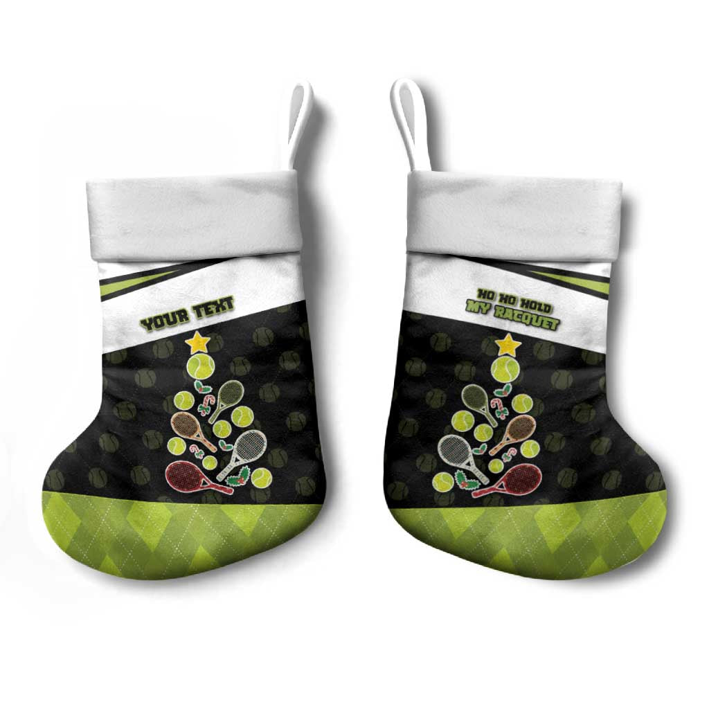 Personalized Tennis Christmas Christmas Stocking Ho Ho Hold My Racquet - Wonder Print Shop