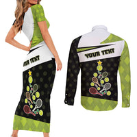 Personalized Tennis Christmas Couples Matching Short Sleeve Bodycon Dress and Long Sleeve Button Shirt Ho Ho Hold My Racquet - Wonder Print Shop