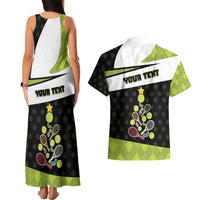 Personalized Tennis Christmas Couples Matching Tank Maxi Dress and Hawaiian Shirt Ho Ho Hold My Racquet - Wonder Print Shop