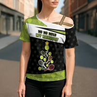 Personalized Tennis Christmas Cross Shoulder Shirt Ho Ho Hold My Racquet - Wonder Print Shop