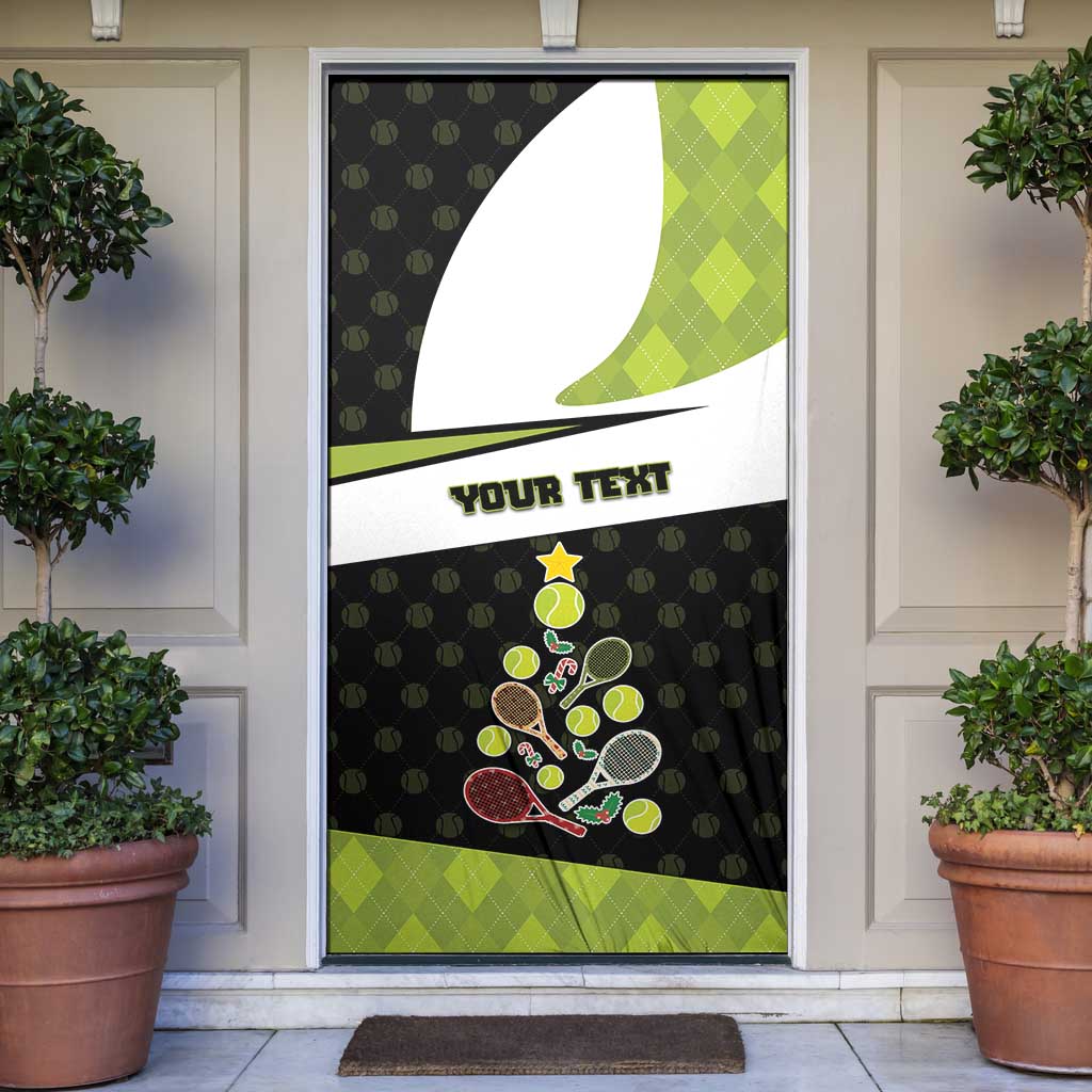 Personalized Tennis Christmas Door Cover Ho Ho Hold My Racquet - Wonder Print Shop