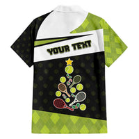 Personalized Tennis Christmas Family Matching Off The Shoulder Long Sleeve Dress and Hawaiian Shirt Ho Ho Hold My Racquet - Wonder Print Shop
