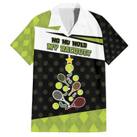 Personalized Tennis Christmas Family Matching Off Shoulder Short Dress and Hawaiian Shirt Ho Ho Hold My Racquet - Wonder Print Shop