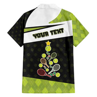 Personalized Tennis Christmas Family Matching Off Shoulder Short Dress and Hawaiian Shirt Ho Ho Hold My Racquet - Wonder Print Shop